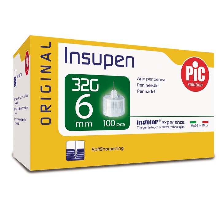 Ace pen insulina sterile INSUPEN 100 buc/cutie 32G x 6 mm