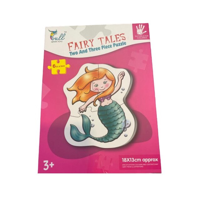Pachet 6 puzzle Fairy Tales cu doua sau trei piese mari, 18x13 cm