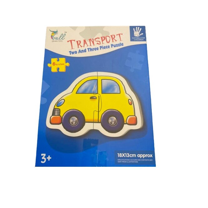 Pachet 6 puzzle Transport cu doua sau trei piese mari, 18x13 cm