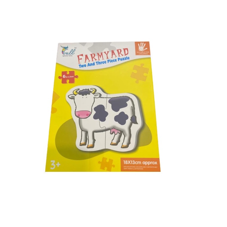 Pachet 6 puzzle Farmyard cu doua sau trei piese mari, 18x13 cm