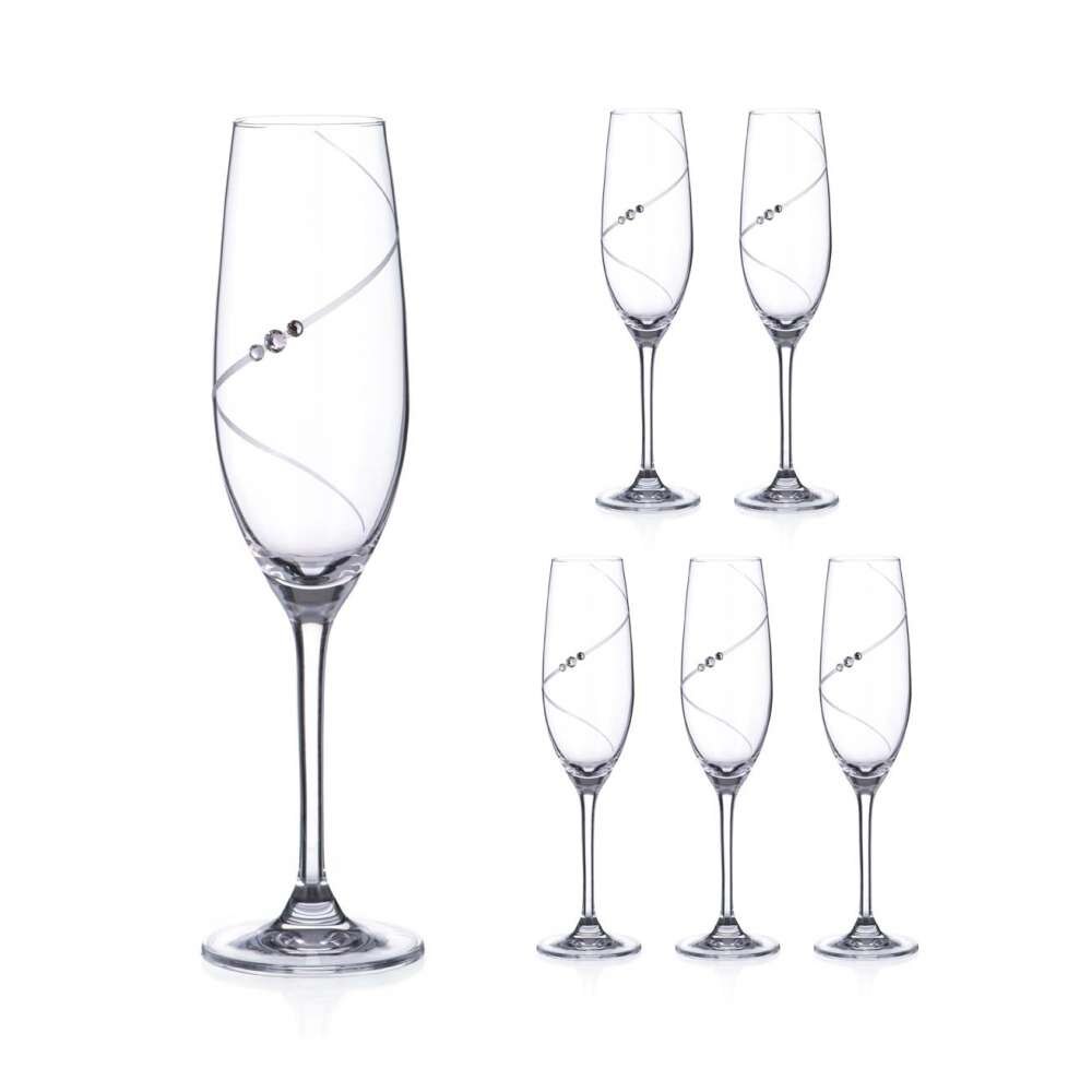 Set 6 Pahare Sampanie de Cristal Transparent Silhouette City 210 ml