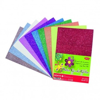 Hartie Gumata Glitter DACO, 20x30 cm, 10 Coli/Top, 10 Culori Hartie Gumata Glitter DACO, 20x30 cm, 10 Coli/Top, 10 Culori
