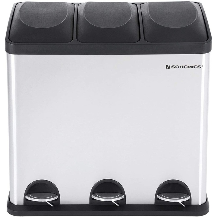 Cos gunoi sortare deseuri, Inox, 54 L