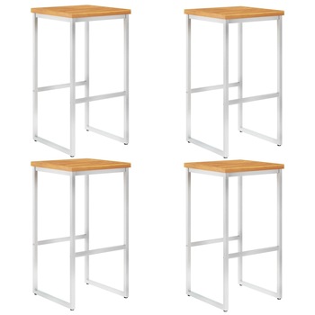 Set 4 scaune de bar, vidaXL, Lemn de acacia/Otel, 40 x 40 x 75 cm, Maro Set 4 scaune de bar, vidaXL, Lemn de acacia/Otel, 40 x 40 x 75 cm, Maro