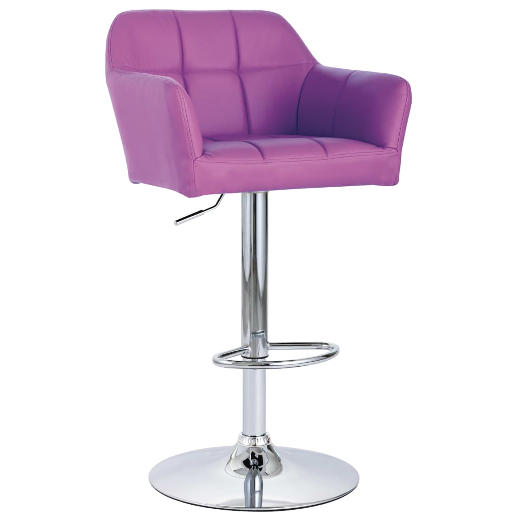 Scaun de bar, vidaXL, Piele artificiala/Otel, 54 x 55 x (91-111) cm, Mov
