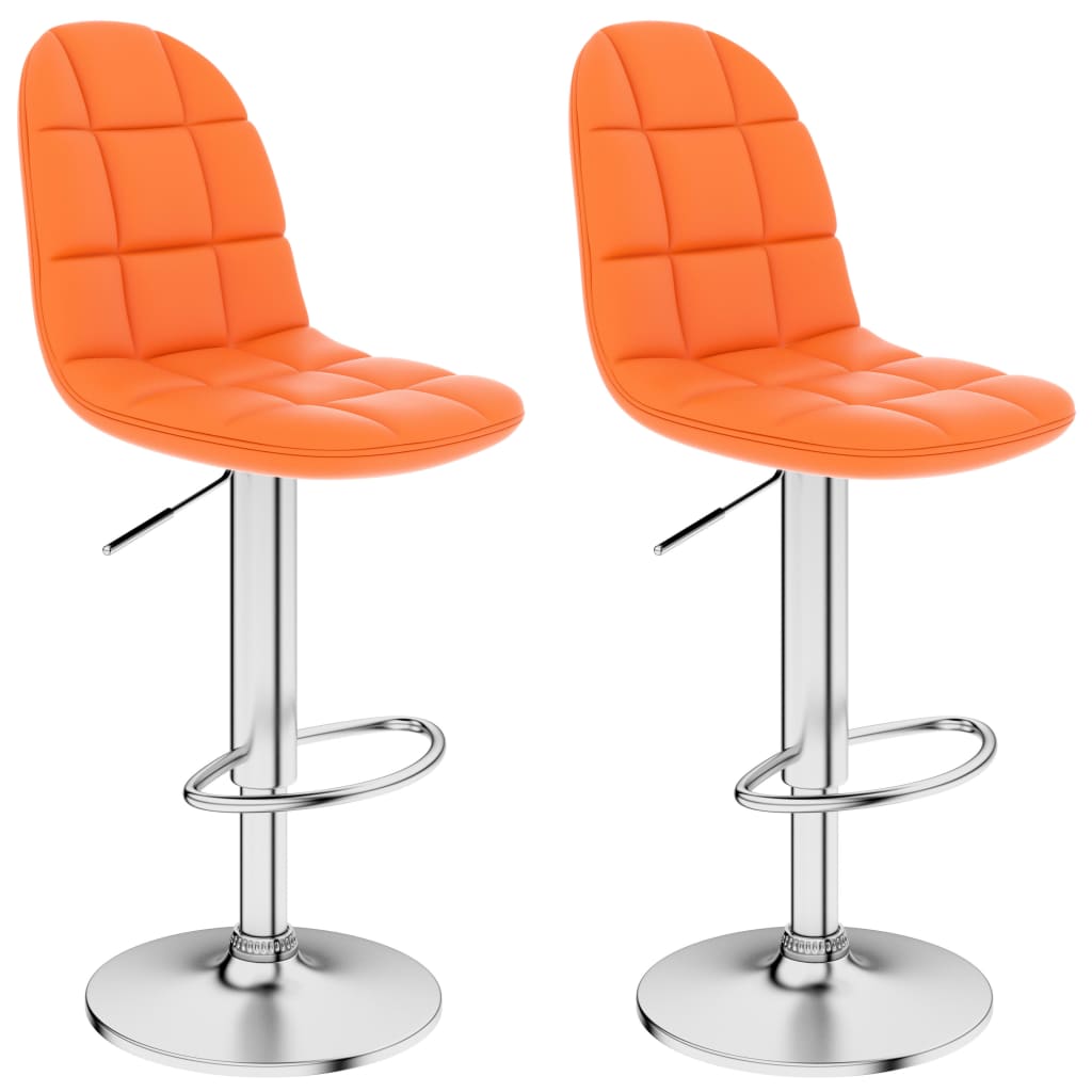 Set 2 scaune de bar vidaXL, Piele artificiala/Metal, 45 x 49 x (91-112) cm, Portocaliu