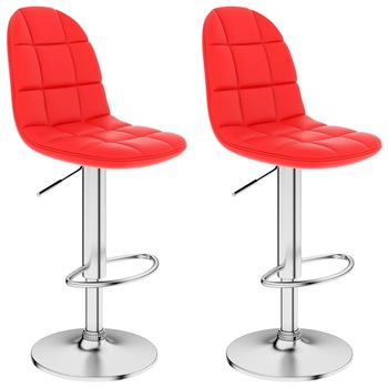 Set 2 scaune de bar vidaXL, Piele artificiala/Metal, 45 x 49 x (91-112) cm, Rosu Set 2 scaune de bar vidaXL, Piele artificiala/Metal, 45 x 49 x (91-112) cm, Rosu
