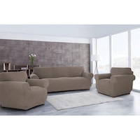 set huse elastice pentru canapea 3 locuri si 2 fotolii kring brilliante 60 bumbac 35 poliester  5 elastan cappuccino imagen 25_0_
0