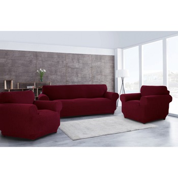 Set huse elastice pentru canapea 3 locuri si 2 fotolii Kring Brilliante, 60% bumbac+ 35% poliester + 5% elastan, Bordeaux Set huse elastice pentru canapea 3 locuri si 2 fotolii Kring Brilliante, 60% bumbac+ 35% poliester + 5% elastan, Bordeaux