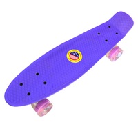 Penny Board protabil cu roti luminoase LED, 56 cm, Mov, SLP