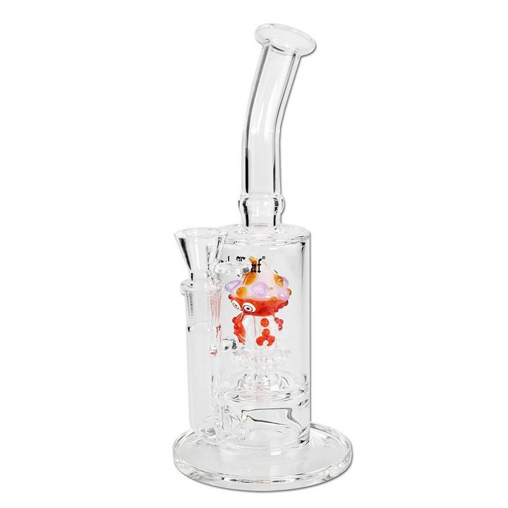 Bong tutun si plante, Bubblerul Black Leaf Crab Shower Head Percolator, vartejurile de aer si apa racesc si filtreaza fumul, inaltime 28.5cm