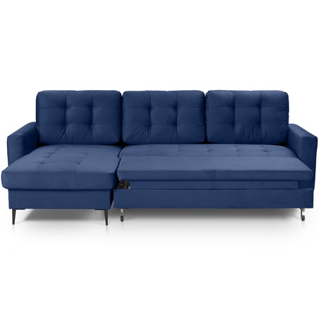 Coltar extensibil Cotta Minimaxx Blaze, 257x158 cm, montaj dreapta, stofa culoare Albastru Deep