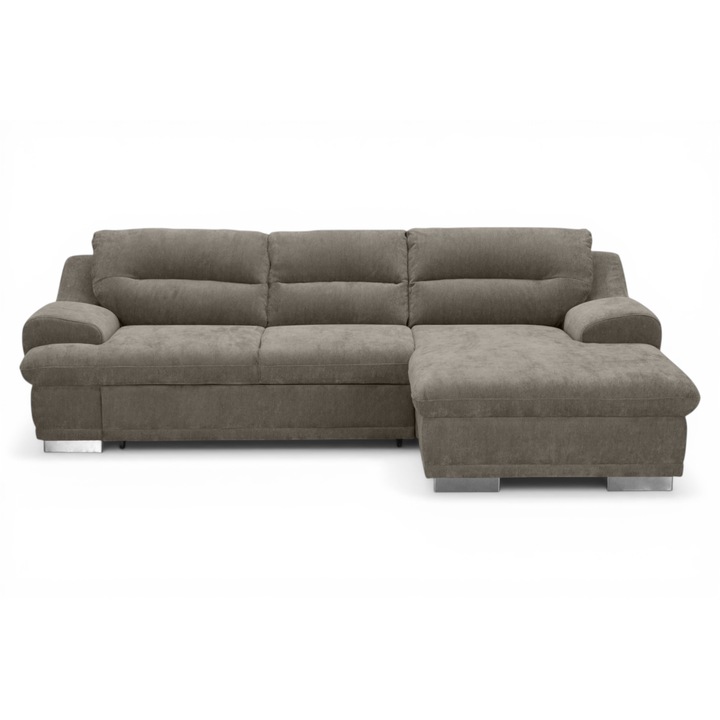 Coltar Cotta Seaside, 268x165 cm, montaj dreapta, lada depozitare, stofa Dune, culoare Truffle Taupe