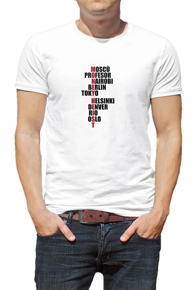 Tricou barbati, Casa de Papel, Money Heist, Alb, Alb