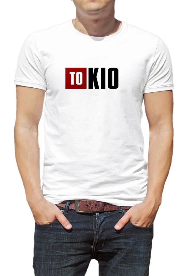 Tricou barbati, Casa de Papel,Tokio, Alb, Alb