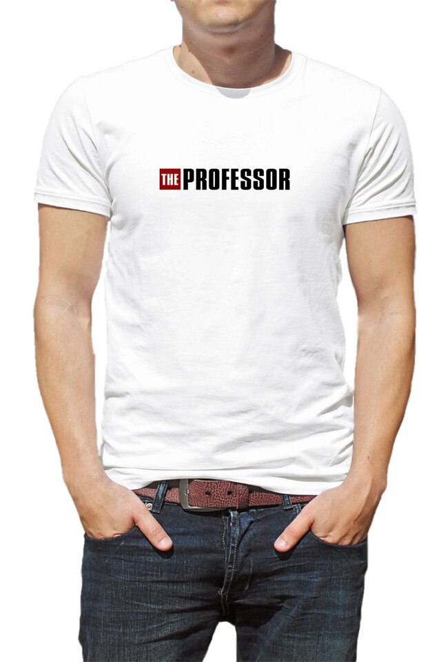 Tricou barbati, Casa de Papel,The Professor, Alb, Alb
