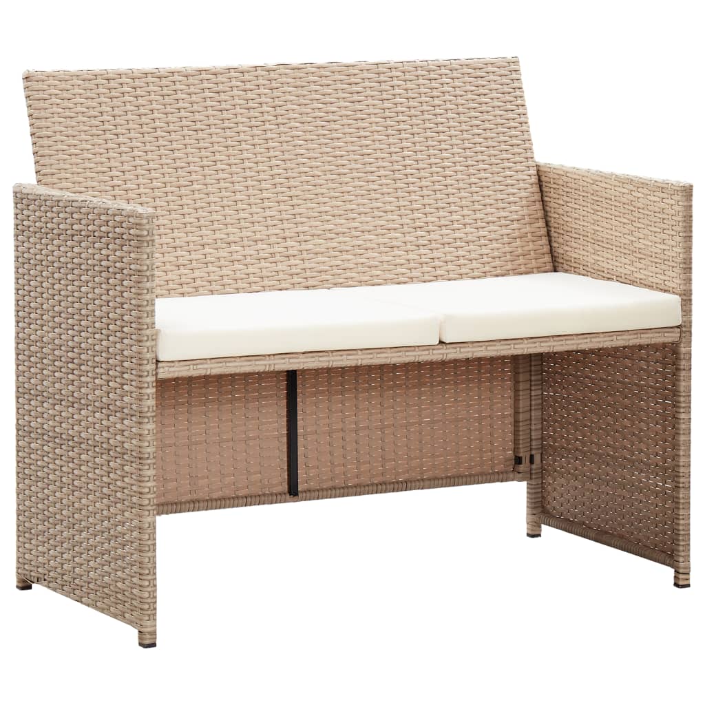 Canapea de exterior cu 2 locuri cu perne vidaXL, Poliratan, 100 x 56 x 85 cm, Bej