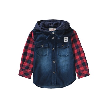 Camasa cu gluga baieti, Kanz, bleumarin/rosu, marimea 116,5-6 ani Camasa cu gluga baieti, Kanz, bleumarin/rosu, marimea 116,5-6 ani