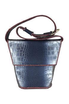 Poseta din piele cu presaj de crocodil, culoare gri, AG Design Poseta din piele cu presaj de crocodil, culoare gri, AG Design