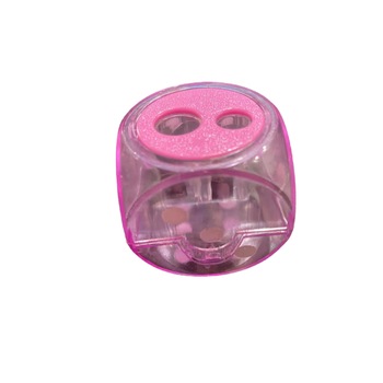 Ascutitoare Vision roz dubla cu rezervor sub forma de zar- 4 cm Ascutitoare Vision roz dubla cu rezervor sub forma de zar- 4 cm