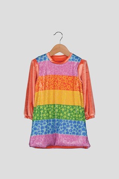 Agatha Ruiz de la Prada, Rochie de catifea cu diverse modele, Oranj/Galben/Albastru, 152 CM Agatha Ruiz de la Prada, Rochie de catifea cu diverse modele, Oranj/Galben/Albastru, 152 CM