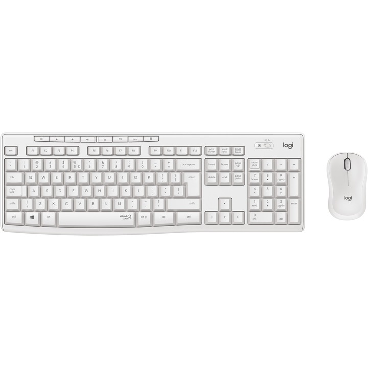 Kit wireless tastatura si mouse Logitech MK295 Silent, layout US INTL, Off white