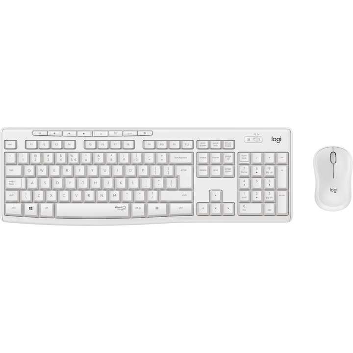 Комплект Безжични Клавиатура + Мишка Logitech MK295 Silent, US layout, Off white
