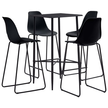 Set mobilier de bar 5 piese masa cu scaune, vidaXL, Plastic/Otel, 60 x 60 x 111 cm, Negru Set mobilier de bar 5 piese masa cu scaune, vidaXL, Plastic/Otel, 60 x 60 x 111 cm, Negru