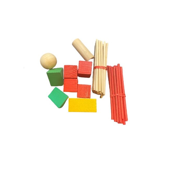 Set forme geometrice si betisoare din lemn