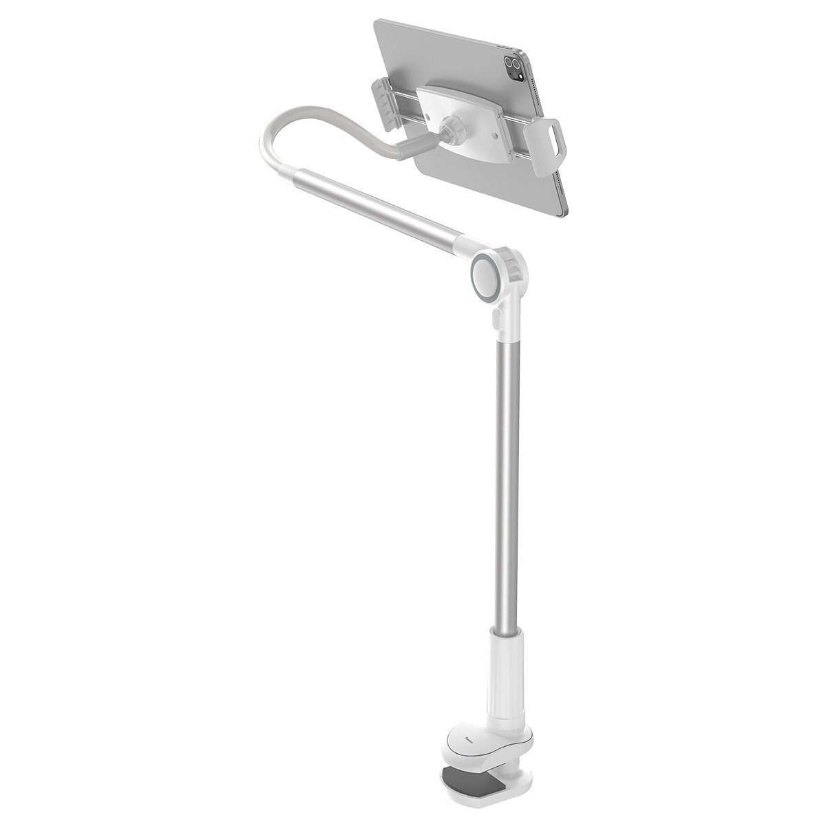 Suport telefon/tableta 4.7''-12.9'', Baseus Otaku Life Rotary, cu prindere de birou, aluminiu/plastic, alb