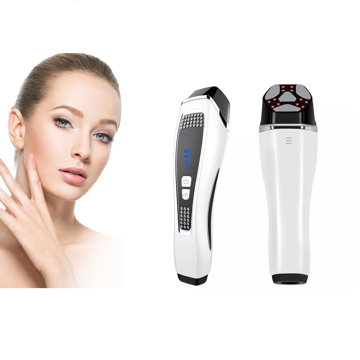 Иновативен 4 в 1 уред Smart Pulse S-Beauty Fhoenix за Мезотерапия на лицето, Електропорация, LED Photon Грижа за кожата, Лифтинг на лицето, Стягане Премахване на бръчки, Грижа за очния контур, Терапия за стягане и повдигане на кожата на кожата, Бял