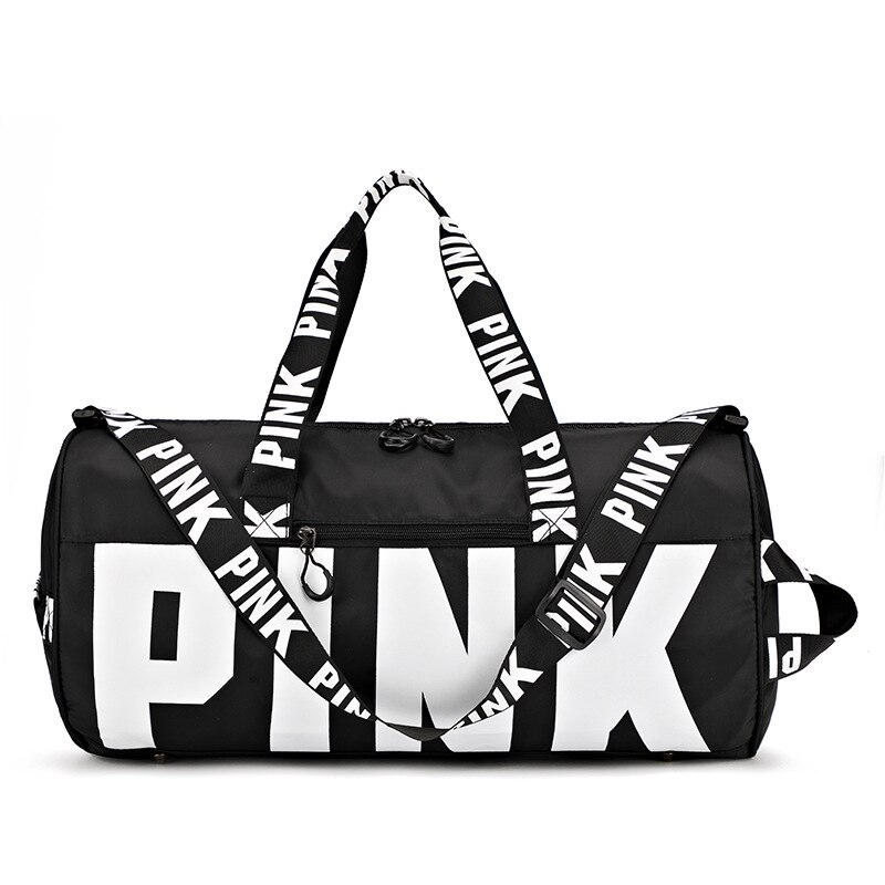 Geanta de sala MBrands PINK, cilindrica, Barrel Bag, neagra, pentru femei