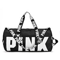 Geanta de sala MBrands PINK, cilindrica, Barrel Bag, neagra, pentru femei