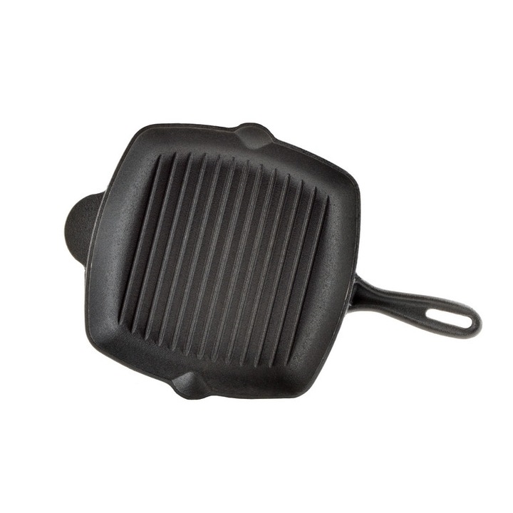 Tigaie, Perfect Home, Grill, Fonta, 26 x 26 x 4.5 cm, Negru