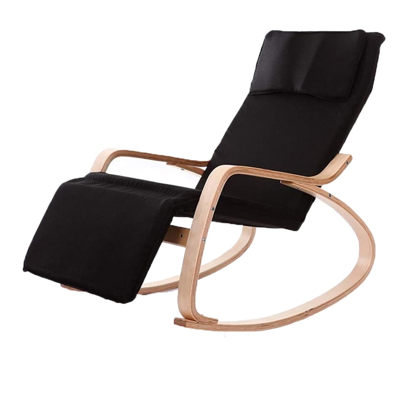 Fotoliu balansoar tip sezlong, cu reclier, 120x66 cm, husa neagra