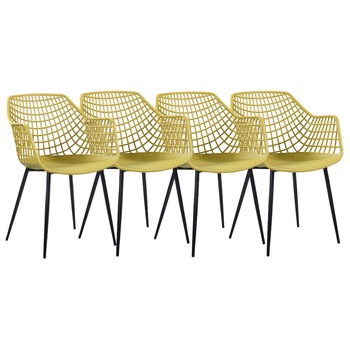 Set 4 scaune bucatarie, terasa polipropilena Raki Toyama 56x57x84cm galben negru Set 4 scaune bucatarie, terasa polipropilena Raki Toyama 56x57x84cm galben negru