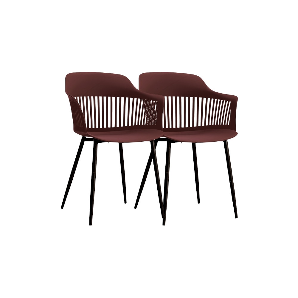 Set 2 scaune bucatarie, terasa cu spatar Raki Florida polipropilena 53x59x81cm purpuriu negru
