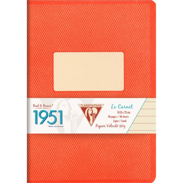 Caiet capsat A5+(14,8x21cm), 48 file, Dictando, Clairefontaine 1951, Rosu