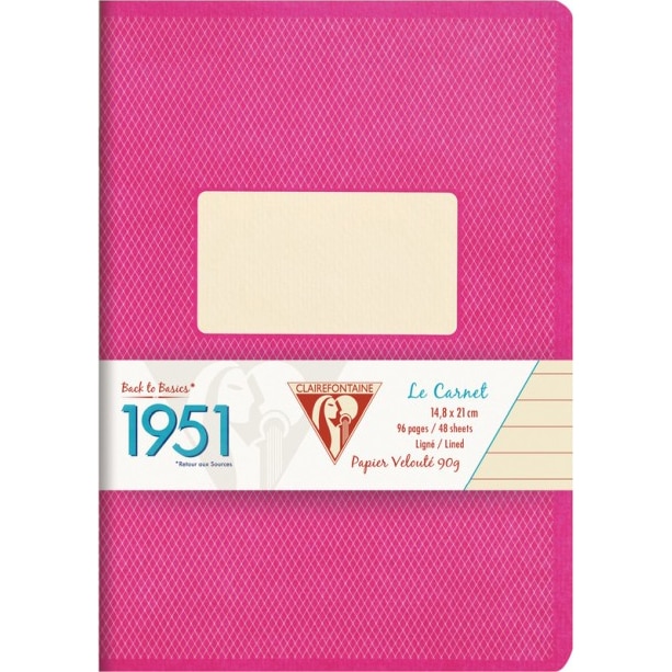 Caiet capsat A5+(14,8x21cm), 48 file, Dictando, Clairefontaine 1951 Strawberry