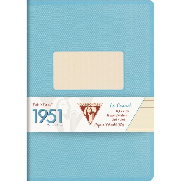 Caiet capsat A5+(14,8x21cm), 48 file, Dictando, Clairefontaine 1951 Turquoise