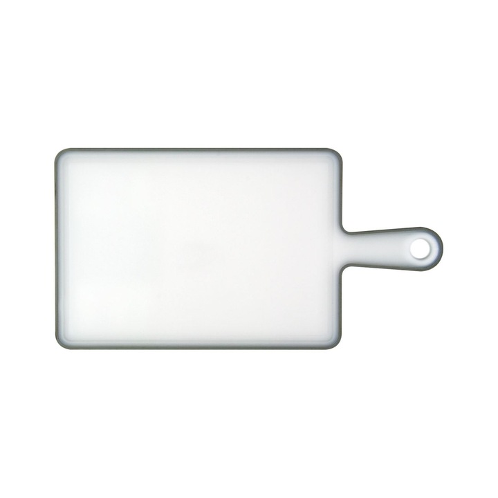 Tocator de Bucatarie, OffLimits, Antiderapant, cu Maner, 27x19 cm, Alb/Gri
