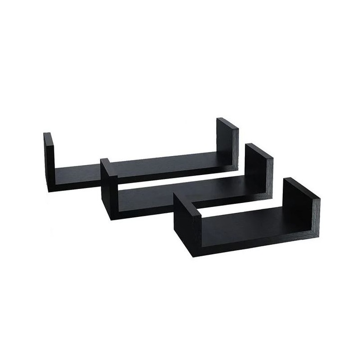 OEM Wenge fali polc készlet nappaliba, hálószobába, előszobába, konyhába, 3 db, Rögzítőcsavarokkal