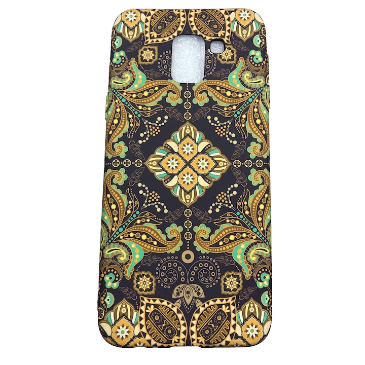 Husa compatibila cu Samsung Galaxy J6 2018, Fosforescent, Mandala Indie Folk