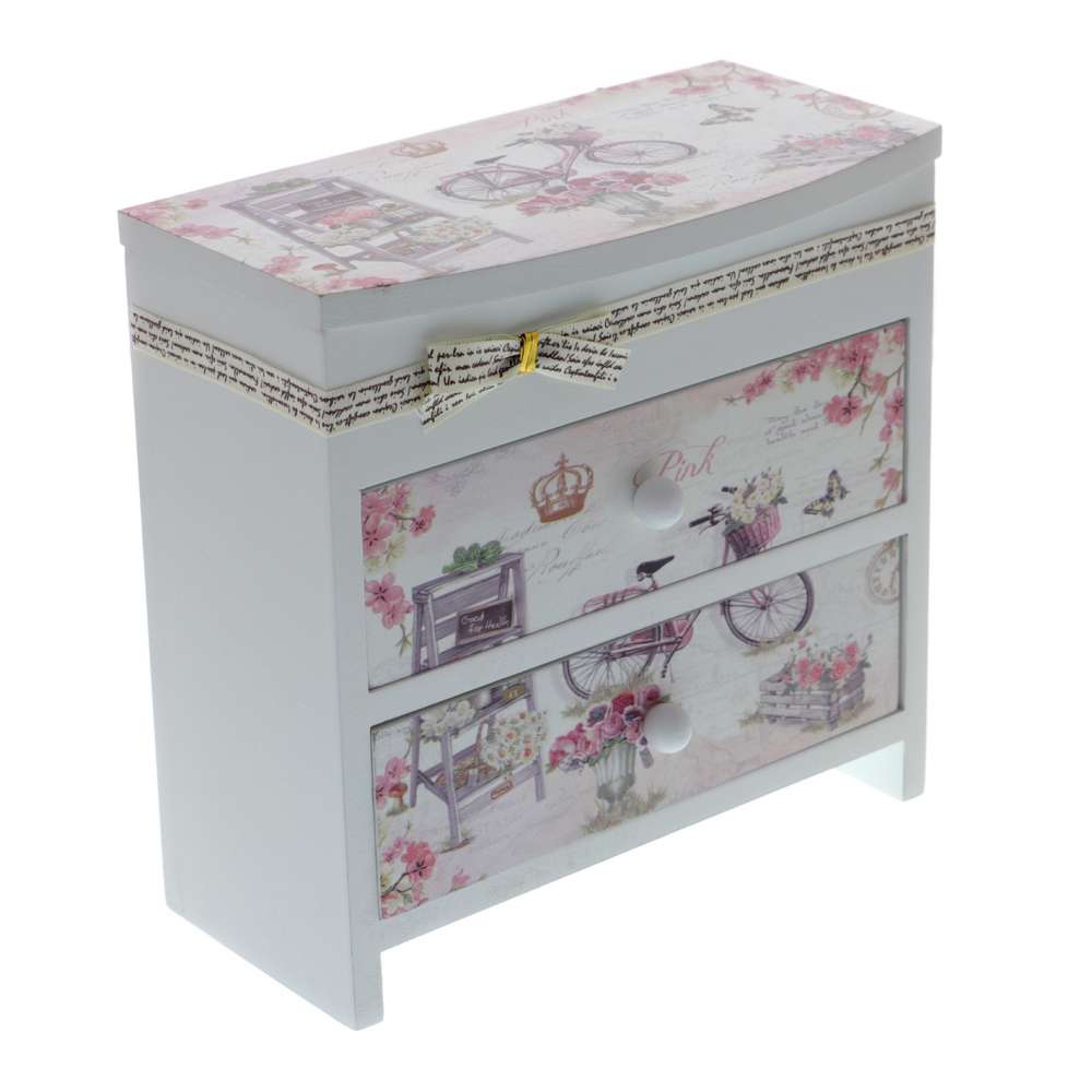 Caseta Bijuterii Din Lemn Cu 2 Sertare Bike