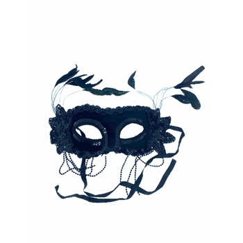 Masca carnaval cu pene, Atelier, Negru Masca carnaval cu pene, Atelier, Negru