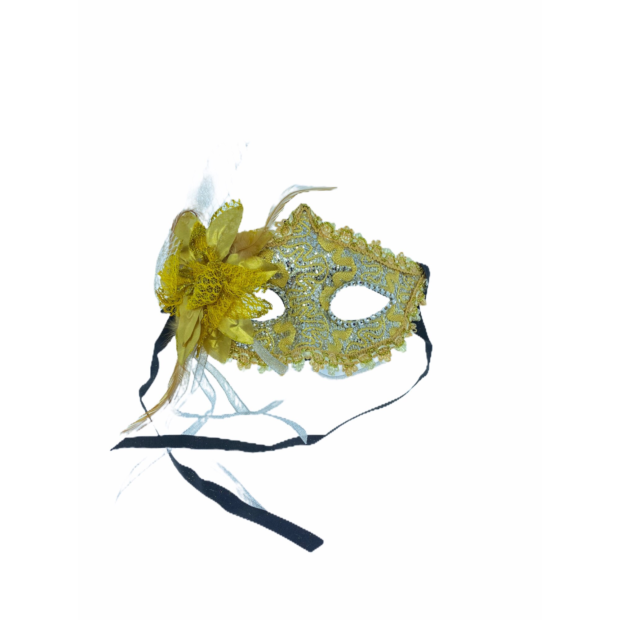 Masca Atelier carnaval cu floare, Galben