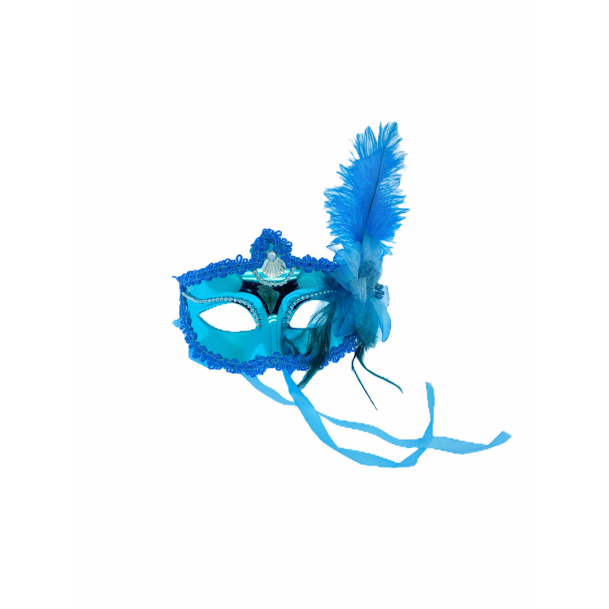 Masca Atelier venetiana cu pene, Albastru