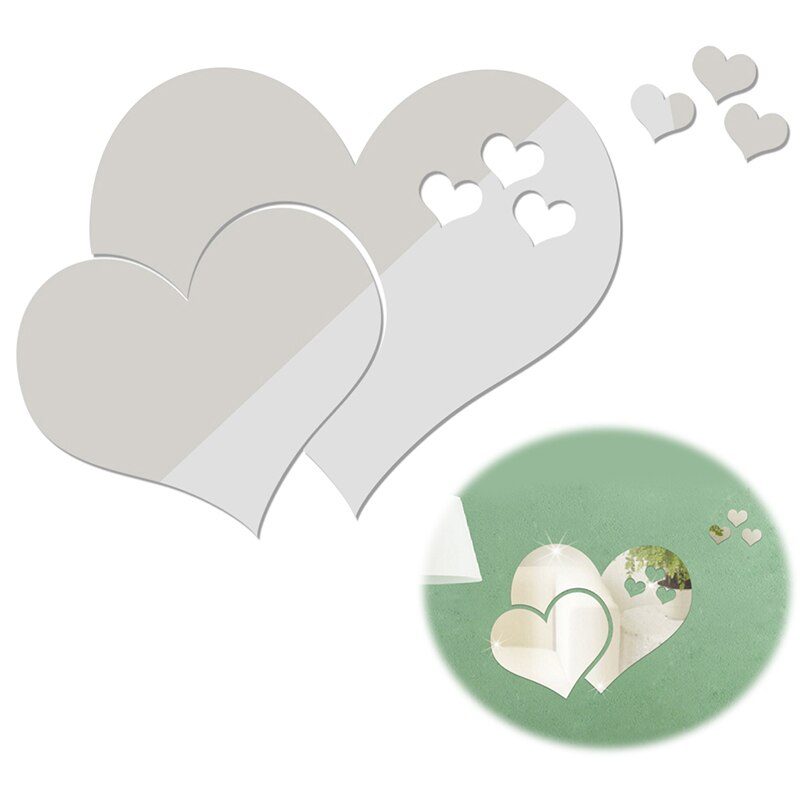 Sticker decorativ oglinda perete, model inimi, argintiu, 25 x 17cm, acril FMD292