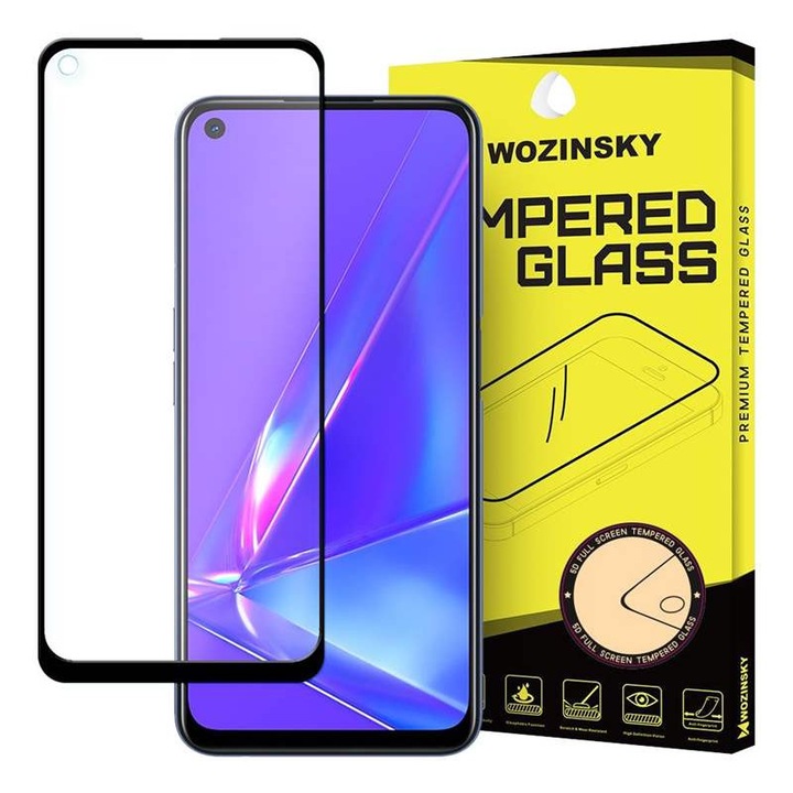 Wozinsky edzett üveg tempered glass Teljes Glue Super Tough képernyővédő fólia teljes képernyős kerettel tok barát OPPO A72 / A52 fekete üvegfólia