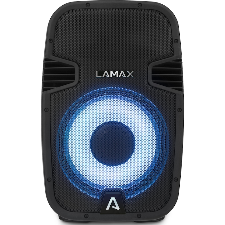 LAMAX PartyBoomBox500 Bluetooth hangszóró, akár 24 órás akkumulátor élettartam, BT 5.0, SD kártya, AUX, USB bemenet, TWS, IP54 vízállóság, LED megvilágítás, FM Rádió, Mikrofon, Távirányító